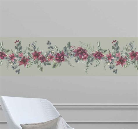 Border With Red Flowers Border Sticker Tenstickers