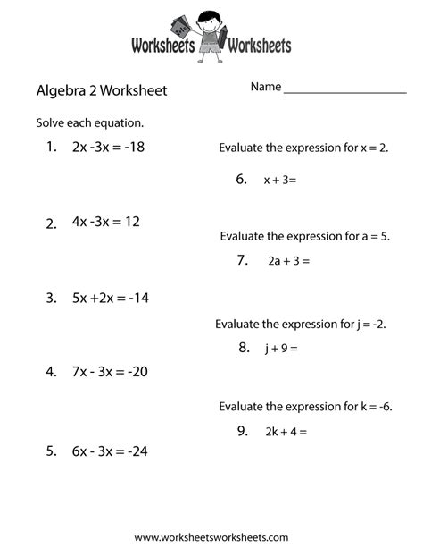 You will learn to write the algebraic expressions in these pre algebra worksheets. Algebra 2 Review Worksheet | Worksheets Worksheets