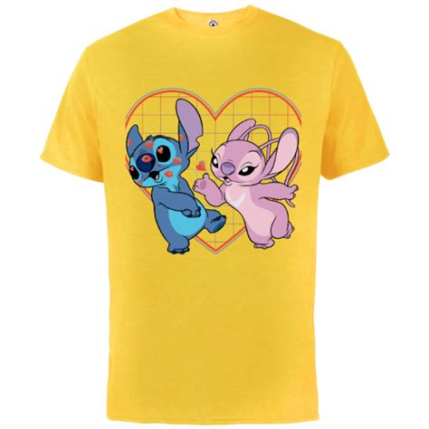 Disney Lilo And Stitch Angel Heart Kisses Short Sleeve Cotton T Shirt For Adults Customized