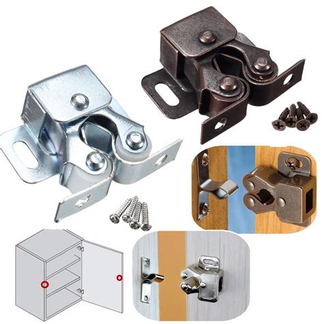 Double Roller Catch Cupboard Cabinet Door Furniture Latch Hardware With