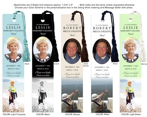 Personalized Memorial Bookmarks Funeral Favors Custom Etsy