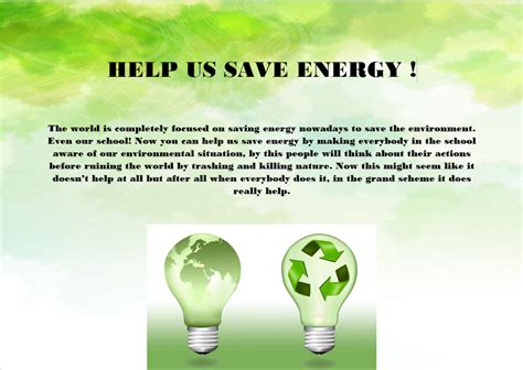 Saving Energy At School A3a