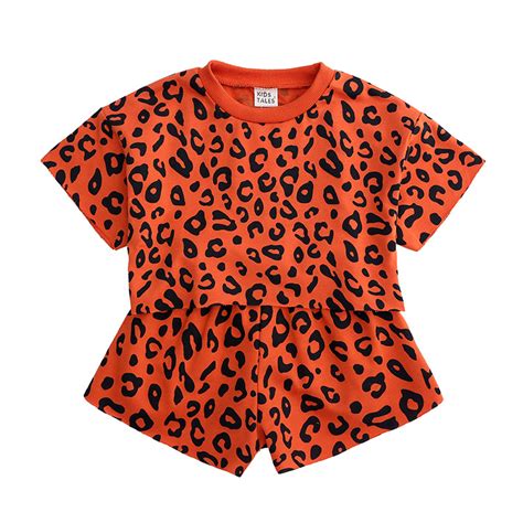2pcs Set Cute Baby Girls Clothes 2019 Summer Toddler Kids Leopard Tops