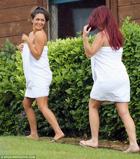 Casey Batchelor Slips In To Towel As She Heads To Hot Tub With Jessica