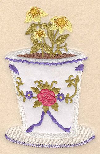 Flowerpot Applique Embroidery Design Annthegran