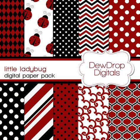 Sale Ladybug Digital Paper Pack Scrapbooking Instant Download
