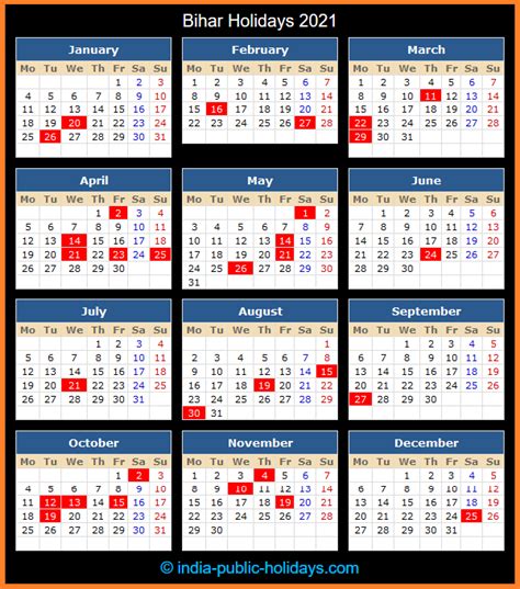 Calendar 2021, with federal holidays and free printable calendar templates in word (.docx), excel (.xlsx) & pdf formats. Bihar Holidays 2021