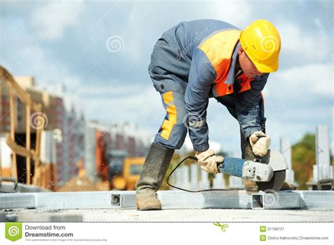 Builder Working With Cutting Grinder Royalty Free Stock Photography ...