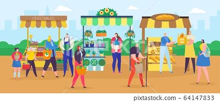 Street Shop Market Vector Illustration Cartoon Stock Illustration
