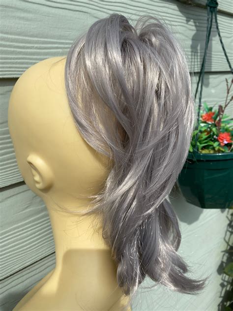 Silvergrey Clip On 2 Style Ponytail Extension On Wire And Etsy