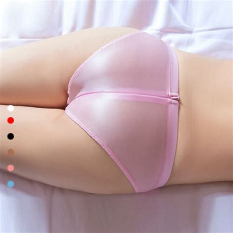 Women Zip Open Crotch Panties See Through Briefs Shiny Underwear