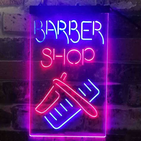 Barber Shop Display Dual Color Led Sign St6 I3902 Etsy