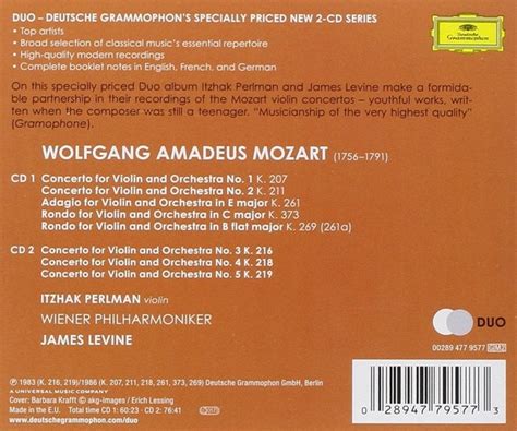 Mozart The 5 Violin Concertos 2cd 帕爾曼／perlman Itzhak 佳佳唱片行