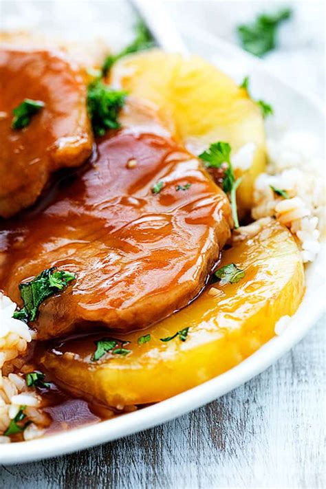 To thicken gravy, first carefully remove meat from slow cooker. Slow Cooker Hawaiian Pork Chops | Creme De La Crumb