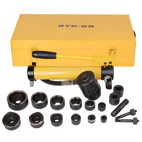 10 Ton Hydraulic Hand Pump Knockout Hole Punch Tool Kit Metal 6 Die 22