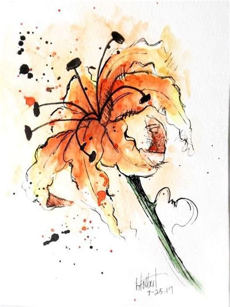 Watercolor And Ink Flowers At Explore Collection