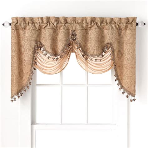 Goodgram Ultra Elegant Clipped Jacquard Georgette Fringed Window Valance With An Attached Sheer
