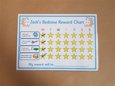Bedtime Routine Reward Chart Childrens Personalised Etsy