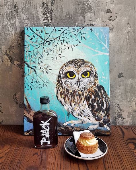 Owl Original Acrylic Painting On Canvas Modern Art Ready To Etsy