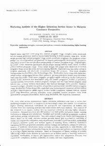 We suggest that what we see in today's ethnic relations at local. Marketing analysis of the higher education service sector ...