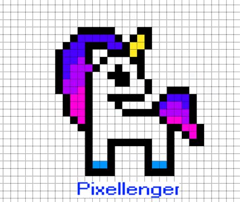 Un modèle de pixel art tête de licorne à imprimer gratuitement. Pixel Art Facile Licorne - Dessin Licorne
