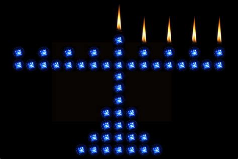 Hanukkah 4th Night Blue Led Ball And Candle Flame Menorah