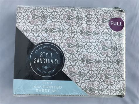 STYLE SANCTUARY 4 pc Printed Sheet Set FULL Size 100% Cotton French