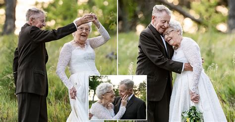 couple celebrates their 60th wedding anniversary wearing their original outfits