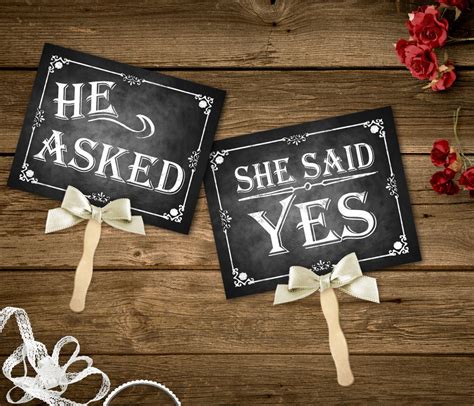 He Asked She Said Yes Printable Chalkboard Wedding Signs Etsy