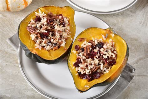 Baked Acorn Squash With Caramelized Apples Pecans And Onions Recipe