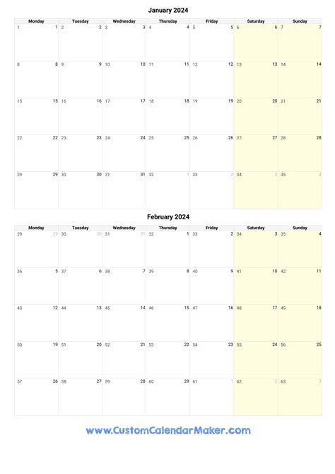 January And February 2024 Printable Calendar Template