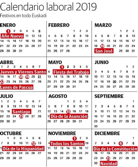 Calendario 2019 Con Festivos Espana Para Imprimir Solo Para Adultos