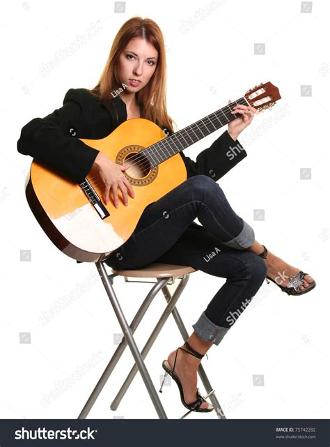 Sexy Young Woman Guitar Stock Photo 75742282 Shutterstock