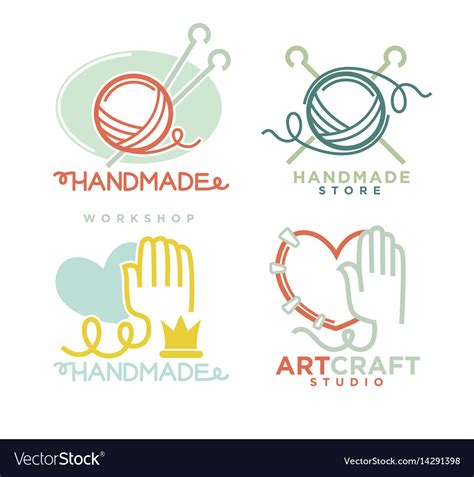 Art And Handmade Craft Logo Templates Flat Set Vector Image