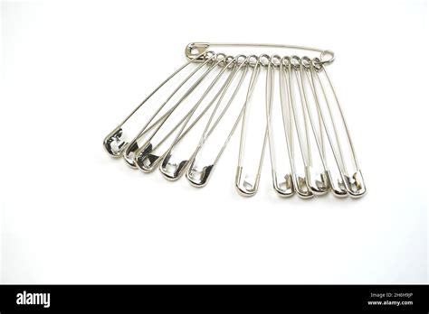 Metal Safety Pins Isolated On White Background Stock Photo Alamy