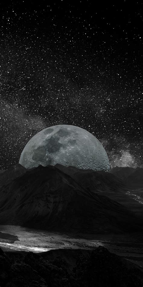 Download 1080x2160 Wallpaper Moon Landscape Fantasy Photoshop Honor