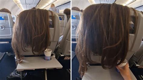 Just Plane Bad Etiquette Airline Passenger Drapes Her Long Thick