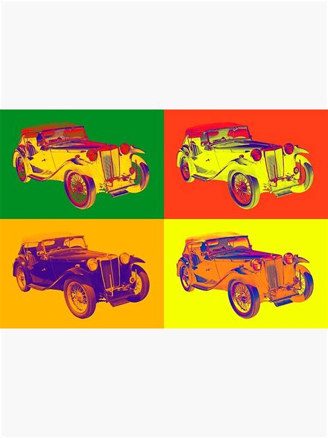 Colorful Mg Tc Antique Car Pop Art Poster By Kwjphotoart Redbubble