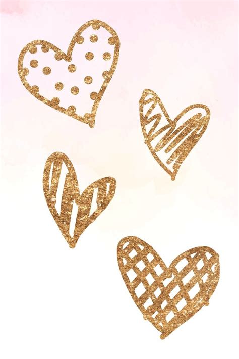 Download Free Image Of Gold Heart Sticker Collection Valentines Day