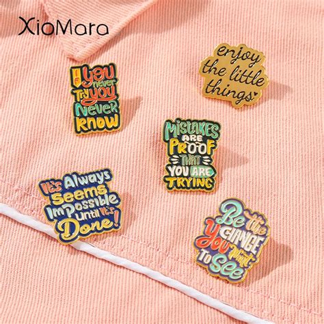 Funny Slogan Enamel Pins Enjoy The Little Things Inspirational Words