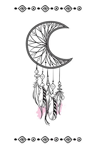 Vector Illustration With Hand Drawn Dream Catcher With