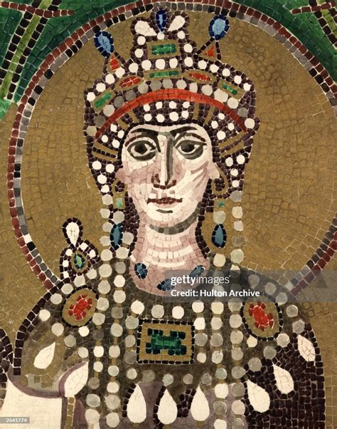 A Mosaic Of Byzantine Empress Theodora Wife Of Justinian Emperor Of