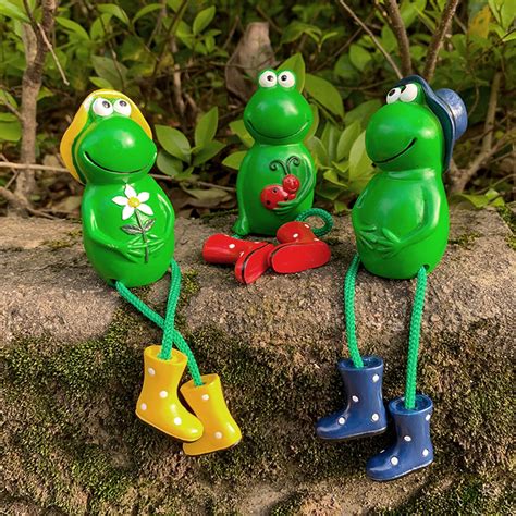 Spring Park 3pcs Creative Craft Resin Frog Figurine Decor Personalized