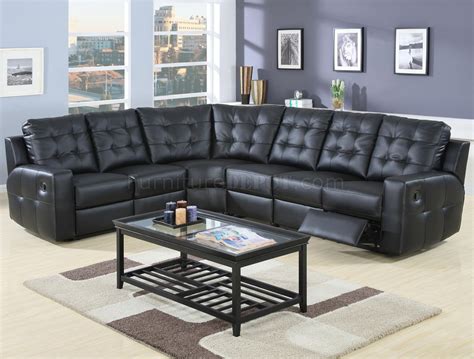 modern leather double reclining sectional sofa  black