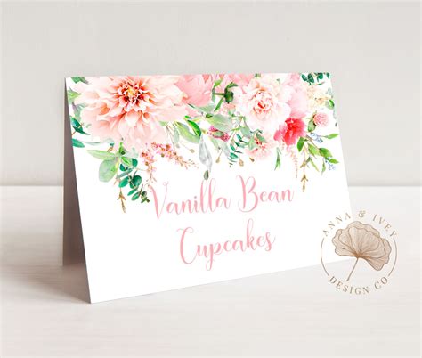 Printable Pink Floral Buffet Food Or Place Cards Anna And Ivey