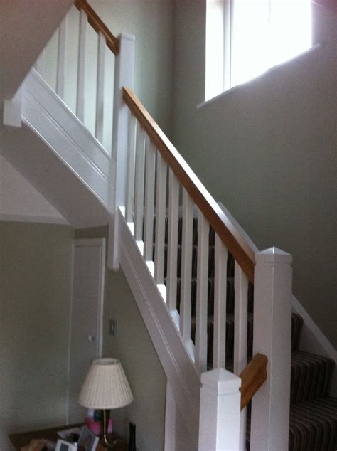 How to stain/paint an oak banister (the shortcut method…no sanding needed!) so, we decided to stain the banister and newel posts (and the wood that runs along the base of the spindles) and to. oak handrail with white spindles - Google Search | Oak ...