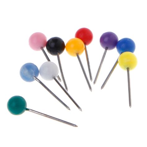 Buy 10 Colors Push Pins Round Plastic Head With Steel