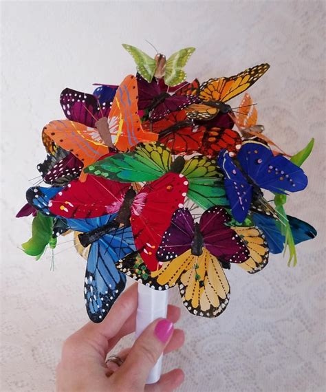 Rainbow Butterfly Bouquets For Your Wedding Etsy