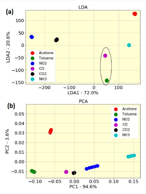 Two Dimensional A Lda And B Pca Projections Of Extracted Features