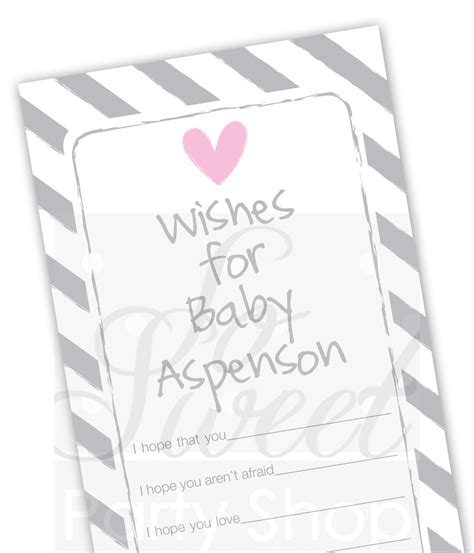 Baby Well Wish Cards Girls Baby Shower Pink And Gray Baby Etsy